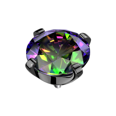 Dermal Anchor, black, dark crystal, multicolored setting