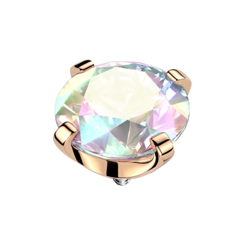Dermal Anchor, rose gold, with multicolored crystals set