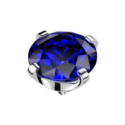 Ancrage cutané argenté serti dun cristal bleu foncé