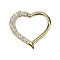 Micro segment ring, foldable, gold-plated, heart on the left, crystals, silver