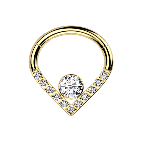 Micro Segmentring klappbar Winkel vergoldet Kristalle silber grosser Kristall silber