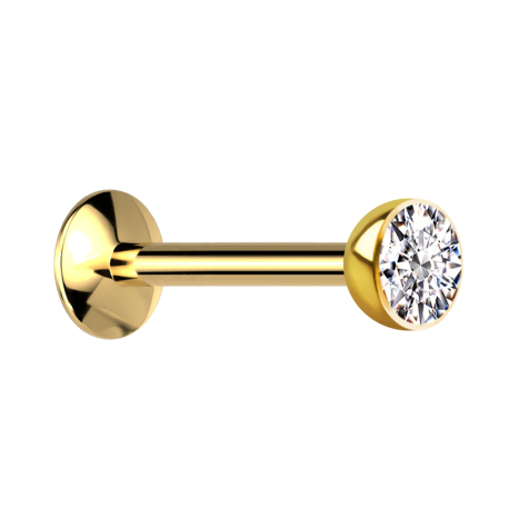 Micro internal thread labret UFO gold-plated hemisphere with crystal silver