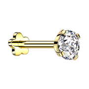 Micro threadless labret flower, gold-plated with crystal...