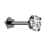 Micro labret sans filetage fleur noire sertie dun cristal...