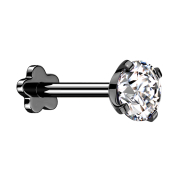 Micro threadless labret flower, black with crystal set in...