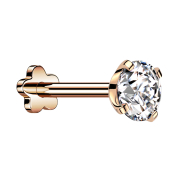 Micro threadless labret flower in rose gold with crystal...