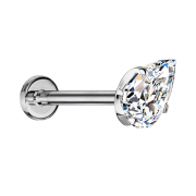 Labret Micro Threadless argento con goccia di cristallo...