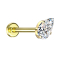 Labret Micro Threadless placcato oro con goccia di cristallo incastonata in argento