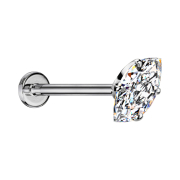 Labret Micro Threadless argenté avec cristal ovale...