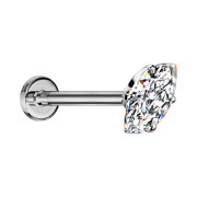 Labret Micro Threadless argenté avec cristal ovale...