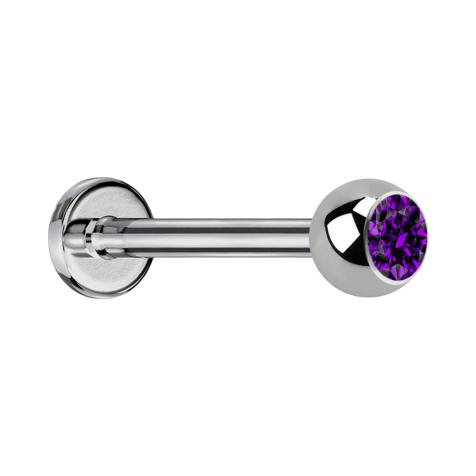 Micro Labret argenté avec boule et cristal violet