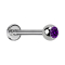 Micro Labret argenté avec boule et cristal violet
