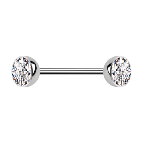 Micro Barbell argenté avec deux demi-sphères en cristal argenté