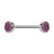 Micro barbell silver with two hemispheres crystal pink