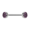 Micro Barbell argenté avec deux demi-sphères en cristal violet clair