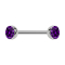 Micro barbell silver with two purple crystal hemispheres