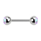 Micro Barbell argent avec deux boules de cristal multicolore