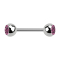 Micro Barbell argent avec deux boules cristal rose