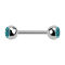 Micro Barbell argent avec deux boules cristal aqua