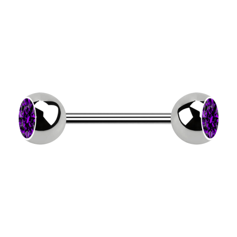 Micro Barbell argent avec deux boules cristal violet