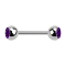 Micro Barbell argent avec deux boules cristal violet