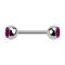 Micro Barbell argent avec deux boules cristal fuchsia