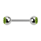 Micro Barbell argent avec deux boules cristal vert clair