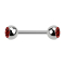 Micro Barbell argent avec deux boules cristal rouge