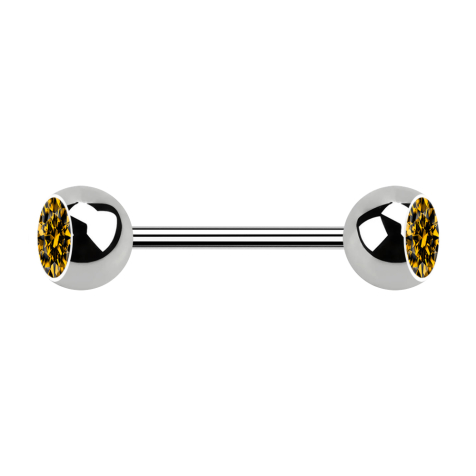 Micro Barbell argent avec deux boules cristal topaze