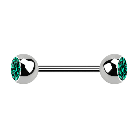 Micro barbell silver with two turquoise crystal balls