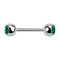 Micro barbell silver with two turquoise crystal balls