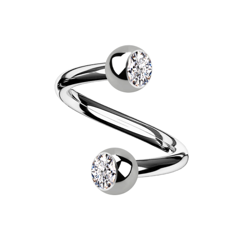 Micro spirale dargento con due sfere di cristallo dargento