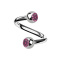 Micro spirale argento con due sfere di cristallo rosa