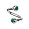 Micro spirale argentée avec deux boules cristal turquoise