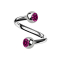 Micro spirale argento con due sfere di cristallo fucsia