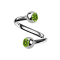 Micro spirale argento con due sfere di cristallo verde chiaro