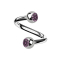 Micro spirale dargento con due sfere di cristallo viola chiaro