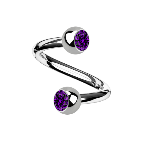 Micro spirale in argento con due sfere di cristallo viola