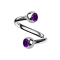 Micro spirale in argento con due sfere di cristallo viola