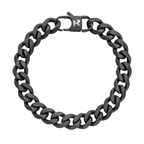 K12 - Bracciale cubano nero - 10,5 mm
