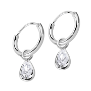 Orecchino argento ciondolo rotondo goccia cristallo argento