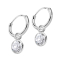 Earring silver round pendant round crystal silver
