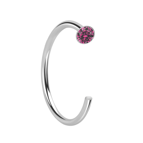 Anello da naso aperto argento cristallo rosa