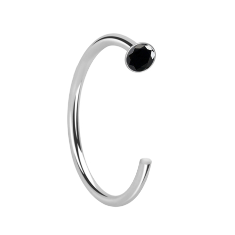 Anneau de nez ouvert argent cristal noir