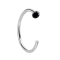 Anneau de nez ouvert argent cristal noir