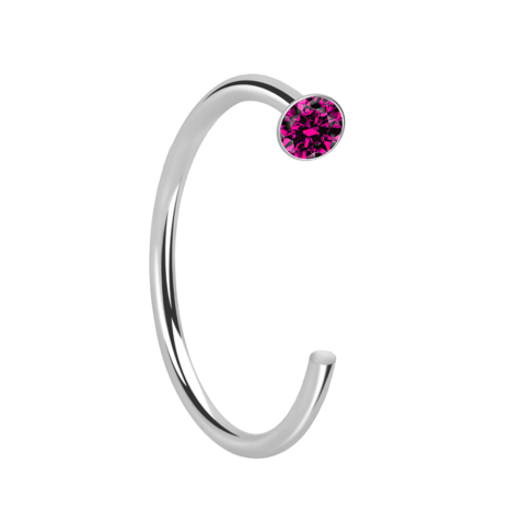 Nasenring offen silber Kristall fuchsia