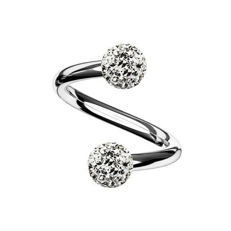 Micro spirale dargento con due sfere di cristallo strato protettivo epossidico dargento