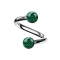 Micro spiral silver with two crystal balls green epoxy protective layer
