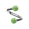 Micro spirale argento con due sfere di cristallo verde chiaro Strato protettivo epossidico