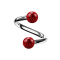 Micro spiral silver with two crystal balls red Epoxy protective layer